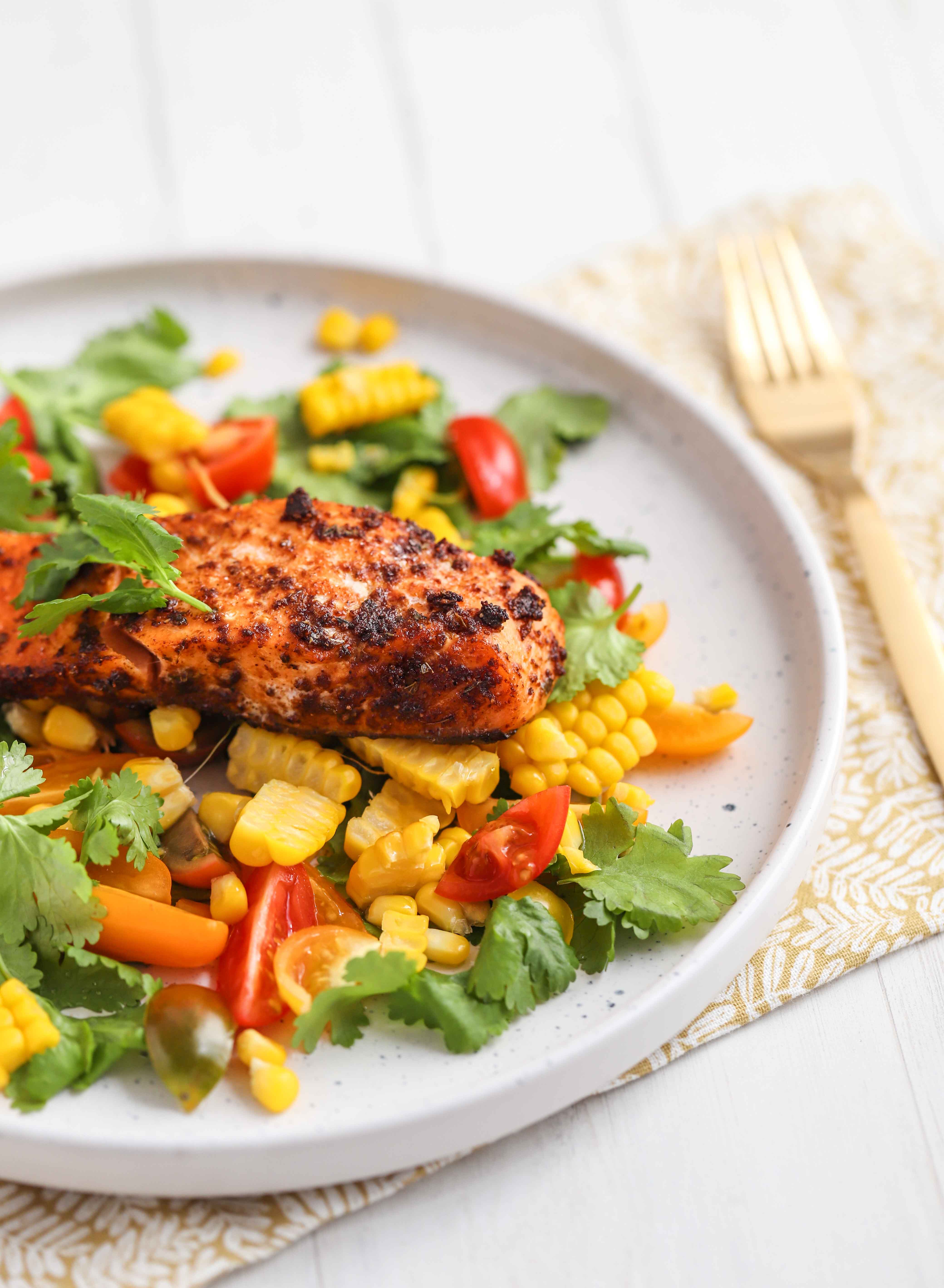 Cajun Salmon with Corn Salsa