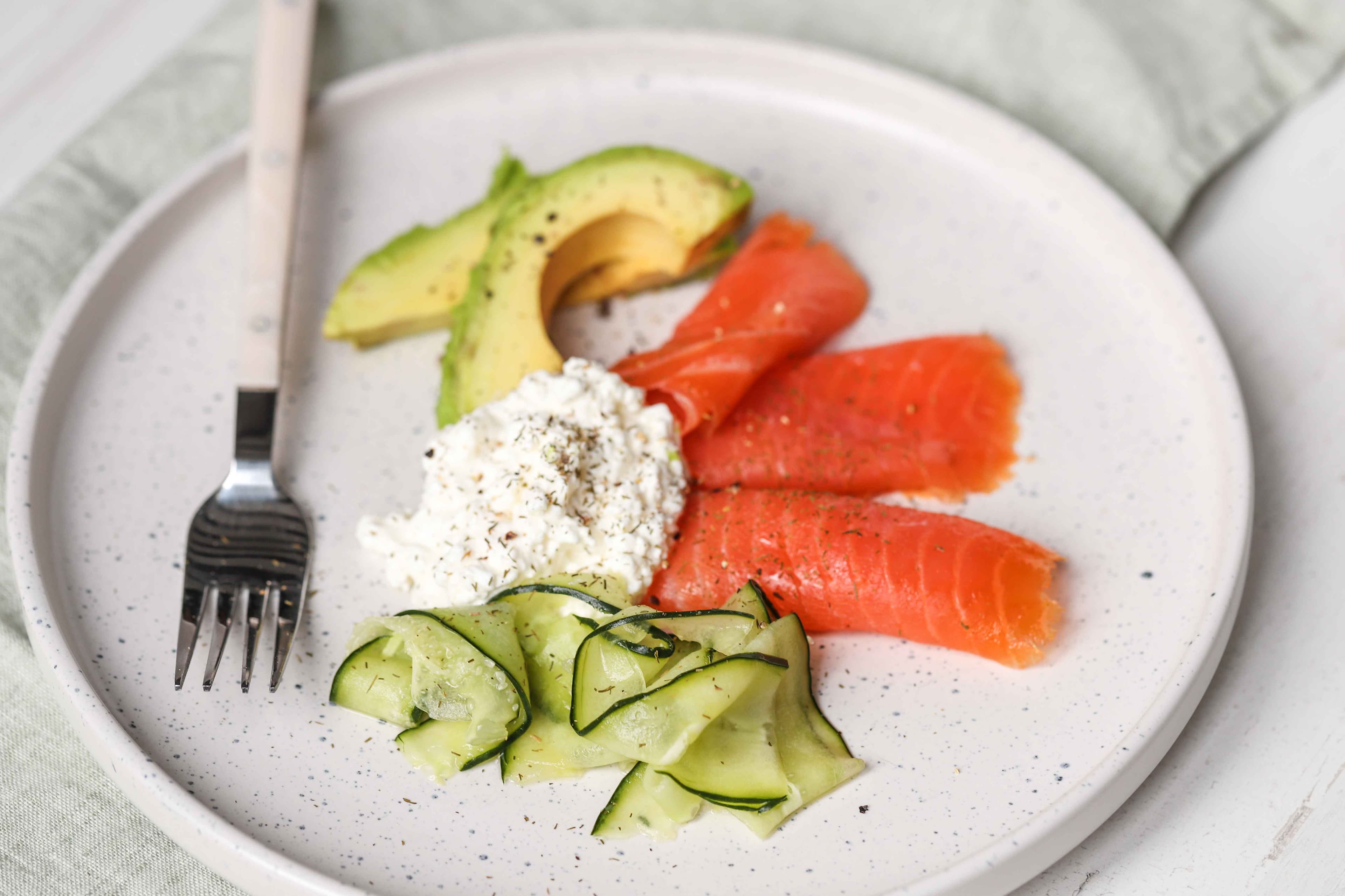 Smoked Salmon, Avocado and Cottage Cheese Breakfast Platter