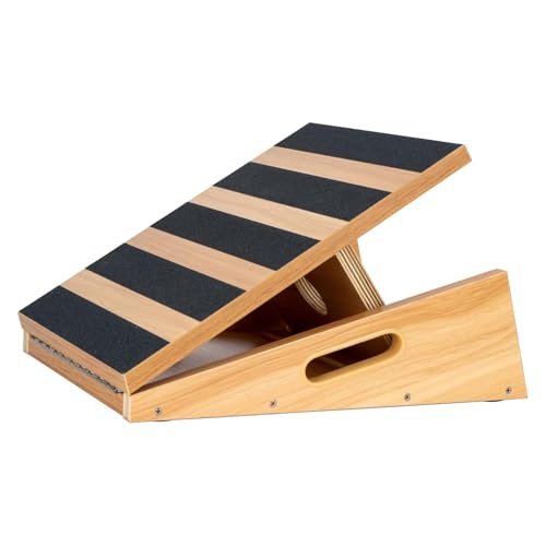 StrongTek Professional Wooden Slant Board, Adjustable Incline Board and Calf Stretcher, Partial-Coverage Design with Side Handle, 5 Angles, 500 lbs Capacity