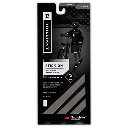 Brilliant Reflective Reflector Strips - Stick-On (Black) - extremely reflective strips with 3M Scotchlite reflective material
