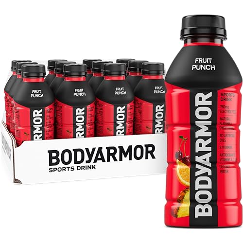 BODYARMOR Sports Drink Sports Beverage, Fruit Punch, Coconut Water Hydration, Natural Flavors With Vitamins, Potassium-Packed Electrolytes, Perfect For Athletes, 16 Fl Oz (Pack of 12)