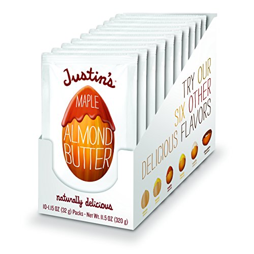 Justin's Maple Almond Butter Squeeze Packs, Gluten-Free, Non-GMO, Responsibly Sourced, 1.15 Ounce (10 Pack)