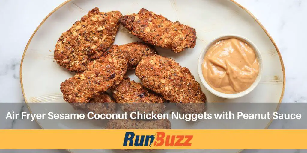 Air Fryer Sesame Coconut Chicken Nuggets with Peanut Sauce - Healthy Runner Recipes