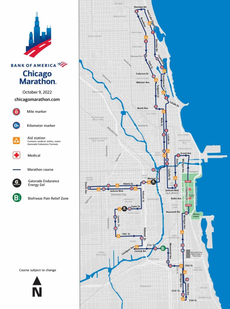 Chicago Marathon course map 2021