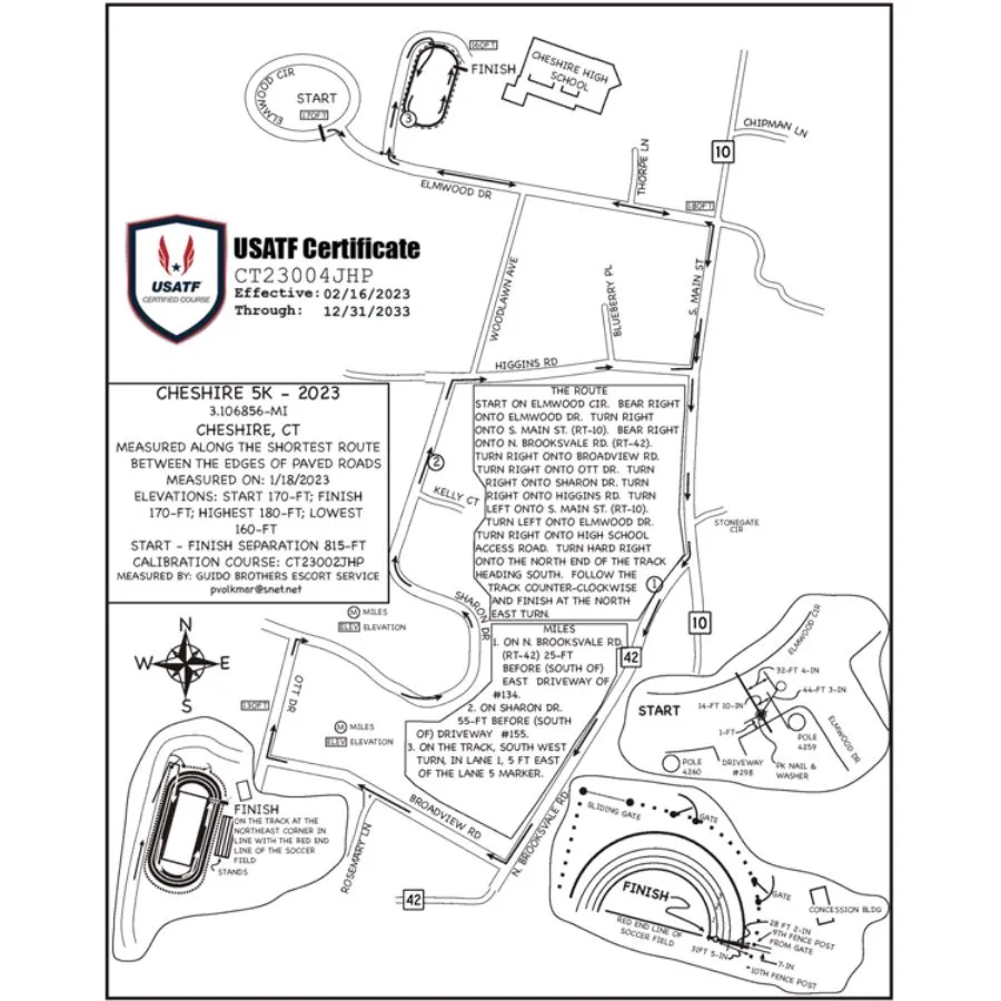 Cheshire 5k course map