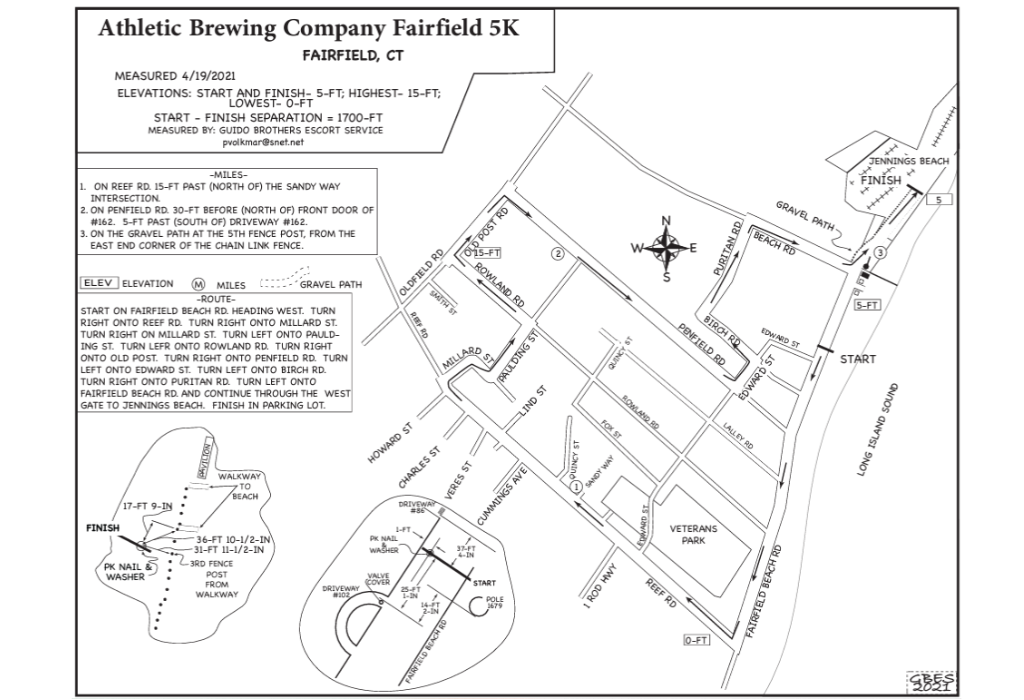 Fairfield Road Races 5K Course Map