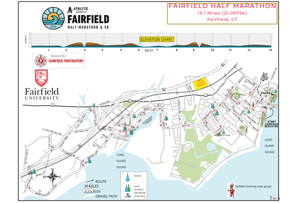 Fairfield Road Races Half Marathon Course Map