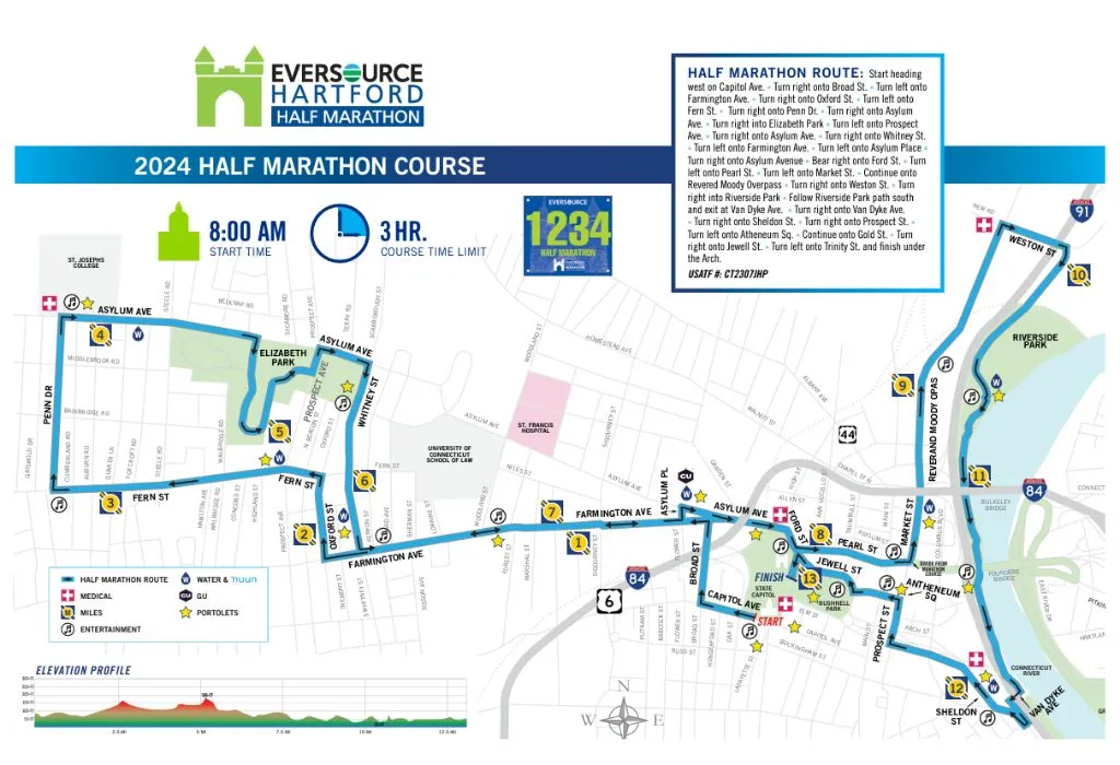 Hartford Half Marathon Course Map